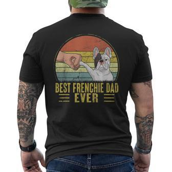 Vintage Best Frenchie Dad Ever Fist Bump French Bulldog Dad Gift For Mens Mens Back Print T-shirt - Seseable