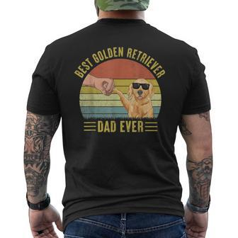 Mens Vintage Best Golden Retriever Dad Ever Fist Bump Dog Lover Men's T-shirt Back Print - Seseable