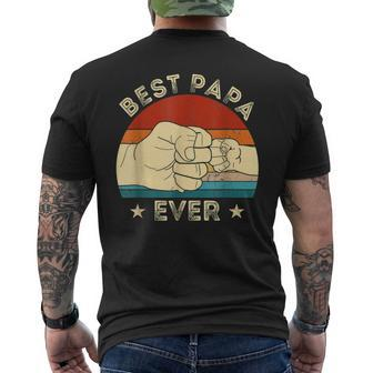 Vintage Best Papa Ever Fist Bump Funny Grandpa Fathers Day Mens Back Print T-shirt | Mazezy