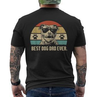 Mens Vintage Best Pitbull Dog Dad Ever Fathers Day Men's T-shirt Back Print - Seseable