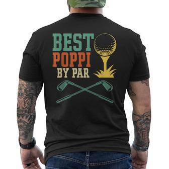 Mens Vintage Best Poppi By Par Disc Golf Dad Fathers Papa Men's T-shirt Back Print - Seseable