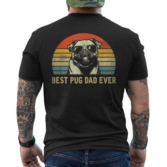 Mens Vintage Best Pug Dad Ever Pug Lover Fathers Day Men's T-shirt Back Print - Seseable