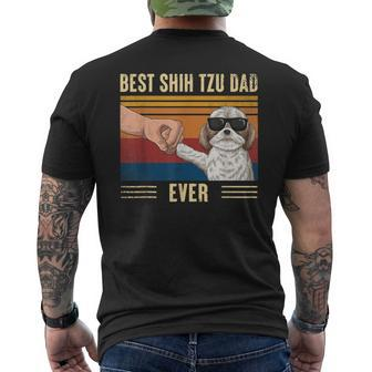 Vintage Best Shih Tzu Dad Ever Fist Bump Dog Fathers Day Gift For Mens Mens Back Print T-shirt - Seseable