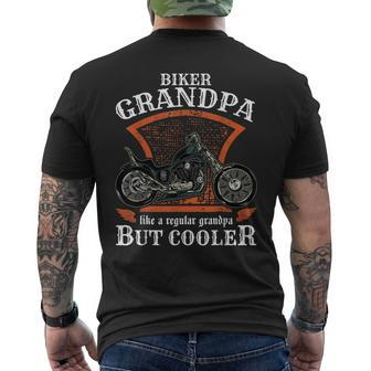 Vintage Biker Grandpa Retro Custom Motorcycle Men's Back Print T-shirt | Mazezy