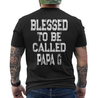 Mens Vintage Blessed To Be Called Papa-G For Grandpa Men's T-shirt Back Print - Seseable