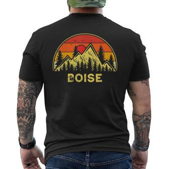 Vintage Boise Idaho Id Mountains Outdoor Hiking Souvenir Men's T-shirt Back Print - Seseable