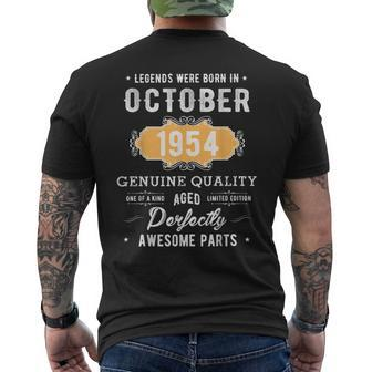 Vintage Born In October 1954 Birthday 65 Yr Old M3 Men's Back Print T-shirt | Mazezy