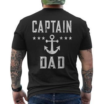 Mens Mens Vintage Captain Dad Lake Boating Father Men's T-shirt Back Print - Seseable