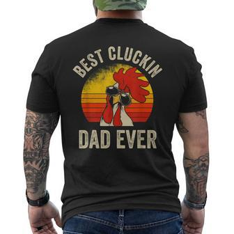 Mens Vintage Chicken Dad Best Cluckin Dad Ever Proud Daddy Farmer Men's T-shirt Back Print - Seseable