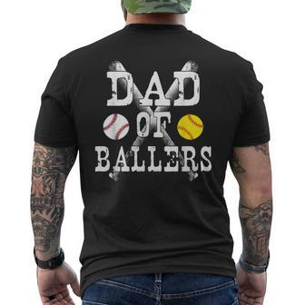 Vintage Dad Of Ballers T Baseball Softball Lover Men's T-shirt Back Print - Seseable