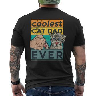 Vintage Dad Cat The Coolest Dad Cat Ever Fathers Day Men's T-shirt Back Print - Seseable
