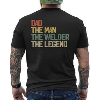 Mens Vintage Dad Man Welder Legend Welding Father Weld Daddy Men's T-shirt Back Print - Seseable