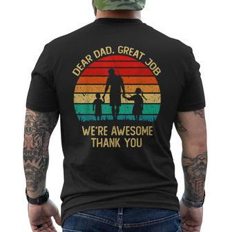Vintage Dear Dad Great Job Were Awesome Thank You Father Men's T-shirt Back Print - Seseable
