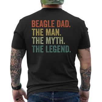 Mens Vintage Dog Dad Man Myth Legend Beagle Dad Day Men's T-shirt Back Print - Seseable
