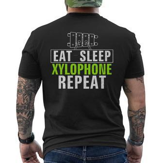 Vintage Eat Sleep Xylophone Repeat Music Orchestra Men's T-shirt Back Print - Seseable