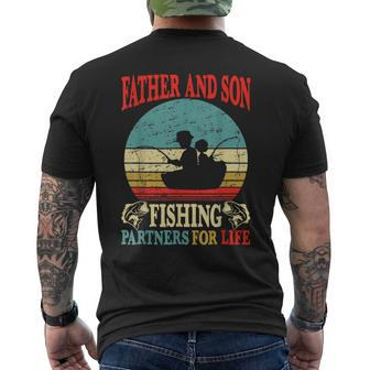 Vintage Father Son Fishing Partners For Life Dad Matching Men's T-shirt Back Print - Seseable