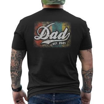 Mens Vintage Fathers Day Promoted To Dad Est 2021 New Dad Men's T-shirt Back Print - Seseable