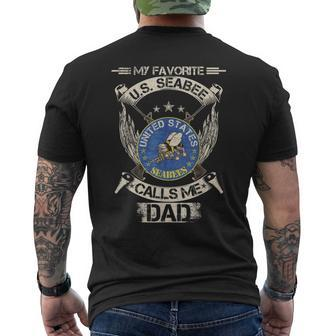Vintage My Favorite Us Seabee Veteran Calls Me Dad Men's T-shirt Back Print - Seseable