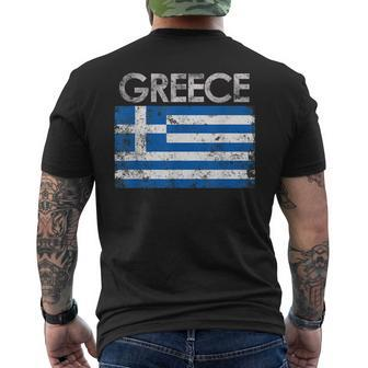 Vintage Greece Greek Flag Pride Men's T-shirt Back Print - Seseable