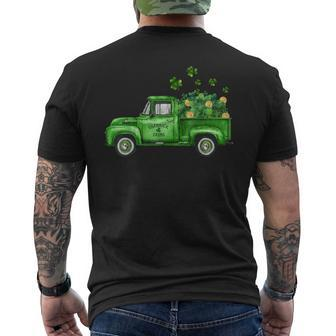Vintage Green Truck Shamrocks St Patricks Day 2023 Irish Men's T-shirt Back Print - Thegiftio UK