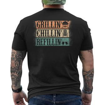Vintage Grill Dad - Grilling Chilling Refilling Men's T-shirt Back Print - Seseable