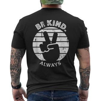 Vintage Hand Peace Sign Anti Bullying Unity Day Orange Men's Back Print T-shirt | Mazezy