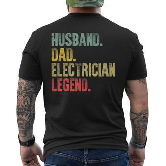 Mens Vintage Husband Dad Electrician Legend Retro Men's T-shirt Back Print - Seseable