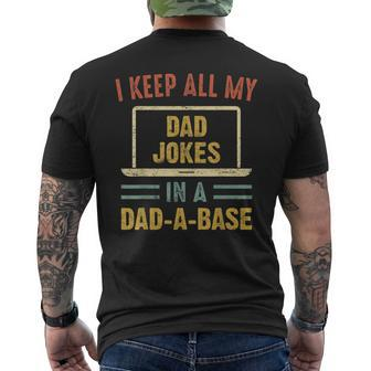 Vintage I Keep All My Dad Jokes In A Dadabase Fathers Day Mens Back Print T-shirt | Mazezy CA