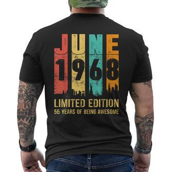 Vintage June 1968 55Th Birthday 55 Years Old Bday Party Mens Back Print T-shirt - Thegiftio UK