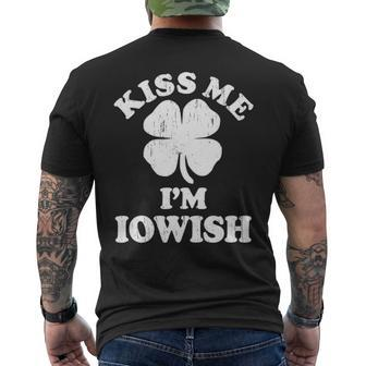 Vintage Kiss Me Im Iowish Shamrock St Patricks Day Men's T-shirt Back Print - Seseable