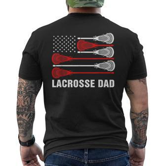 Vintage Lacrosse Dad Lax Dad Usa Flag Patriotic Men's T-shirt Back Print - Seseable
