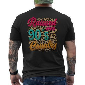Vintage Leopard Raised On 90S Country Music Men's T-shirt Back Print - Seseable
