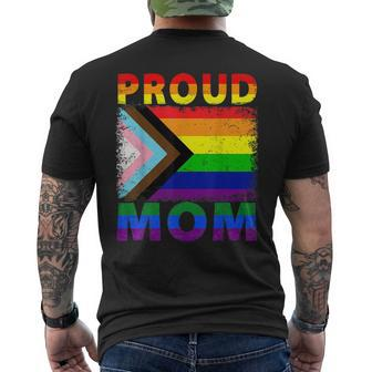 Vintage Lgbtq Rainbow Flag Proud Ally Pride Mom Men's T-shirt Back Print - Seseable