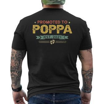 Vintage New Grandpa Promoted To Poppa Est2021 New Baby Mens Back Print T-shirt