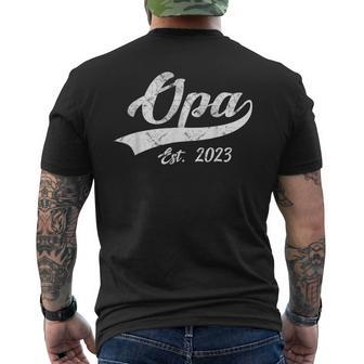 Vintage Opa Est 2023 Fathers Day Dad Papa Grandpa Men Men's T-shirt Back Print - Seseable
