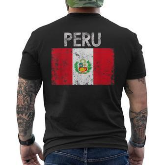 Vintage Peru Peruvian Flag Pride Men's T-shirt Back Print - Seseable