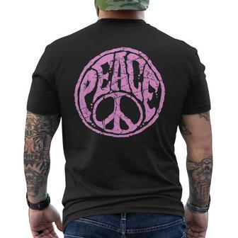 Vintage Pink Peace Sign 60S 70S Hippie Retro Peace Symbol Men's Back Print T-shirt | Mazezy