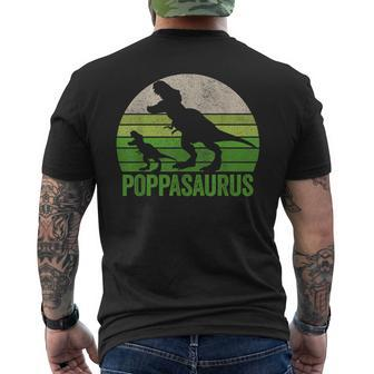 Vintage Poppasaurus Dad Apparel Poppa Two Dinosaurs Men's T-shirt Back Print - Seseable