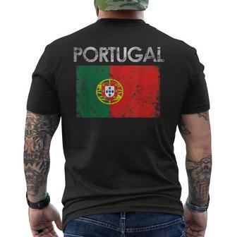 Vintage Portugal Portuguese Flag Pride Men's T-shirt Back Print - Seseable