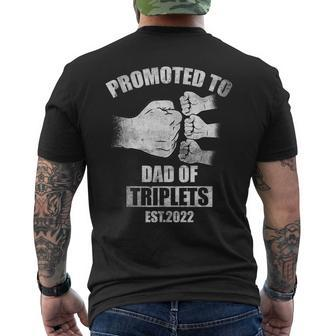 Mens Vintage Promoted To Dad Of Triplets Est 2022 Men's T-shirt Back Print - Seseable