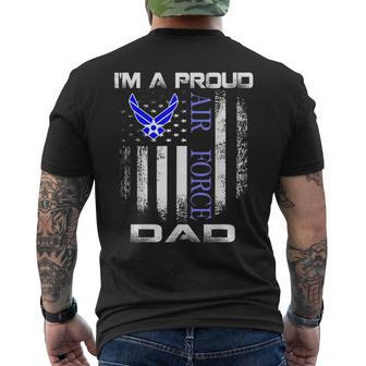 Vintage Im A Proud Air Force Dad With American Flag Men's T-shirt Back Print - Seseable