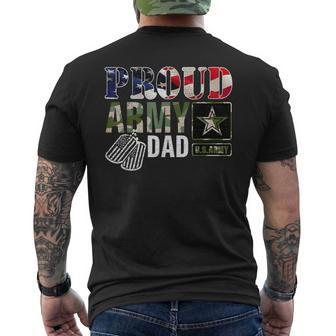 Vintage Proud Army Dad Camo With American Flag Men's T-shirt Back Print - Seseable