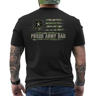 Vintage Proud Army Dad Camo American Flag Veteran Men's T-shirt Back Print - Seseable