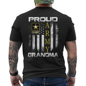 Vintage Proud Army Grandma With American Flag Men's Back Print T-shirt | Mazezy