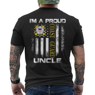 Vintage Im A Proud Coast Guard Uncle With American Flag Men's T-shirt Back Print - Seseable