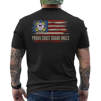 Vintage Proud Coast Guard Uncle American Flag Men's T-shirt Back Print - Seseable