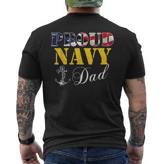 Vintage Proud Navy With American Flag For Dad Men's T-shirt Back Print - Seseable