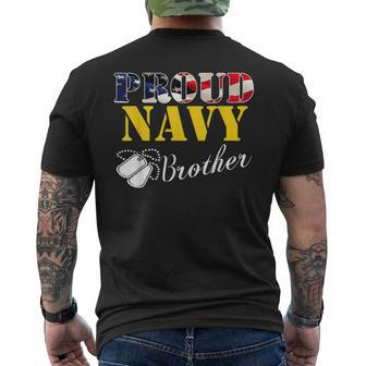 Vintage Proud Navy Brother With American Flag Veteran Men's T-shirt Back Print - Seseable