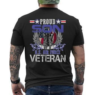 Vintage Proud Son Of A US Air Force Veteran Mom Dad Men's T-shirt Back Print - Seseable
