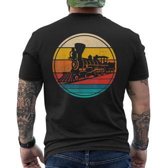 Vintage Railway Fan Locomotive Railroad Train Lover Men's T-shirt Back Print - Seseable
